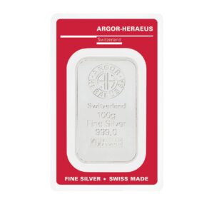 Argor Heraeus 100g Silver Minted Bar